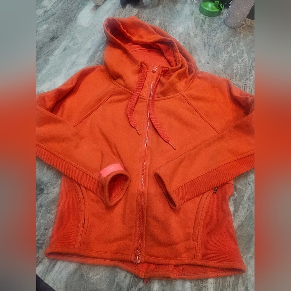 Adidas by Stella McCartney Orange Fleece Hoodie Women’s Medium Zip-Up Active Jac - Picture 14 of 14